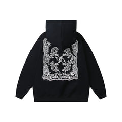 OW Cashew Flower Arrow Pattern Hooded Sweater
