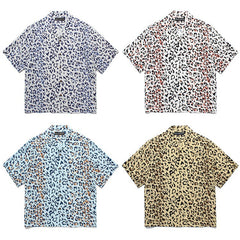 GUILTYPARTIES TIGER Shirts Leopard Rayon Hawaiian Short Sleeve Shirt Beach Vacation Shirt