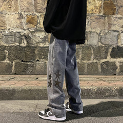 Men Jeans Spring and Autumn Wide Leg Trousers Hip Hop Retro Pants