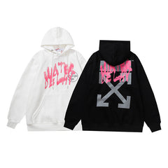 Off White hoodie Graffiti Alphabet Arrow Pattern Fleece Hood