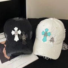 Chh Chrome Heart Hat Soft Top Baseball Cap Women's Cross Sunshade Sunscreen