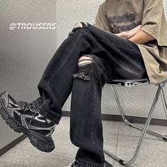 Men Jeans Ripped Jeans Men Vintage Oversize Straight Loose Pants