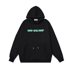 OW banknote letter arrow print pattern hooded sweater