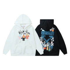 OW cartoon vase arrow pattern hooded sweater