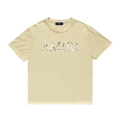 Amiri T Shirt Lettered Casual Hip Hop High Street round Neck Short Sleeve T-shirt