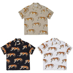 GUILTYPARTIES TIGER Shirts 22ss Limited TIM LEHI Downhill Tiger Hawaiian Short Sleeve Shirt Men's and Women's