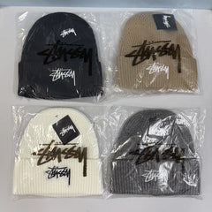 Stussy knit hat trendy brand hip hop boys and girls wool hat winter letter embroidery street cold hat fashion