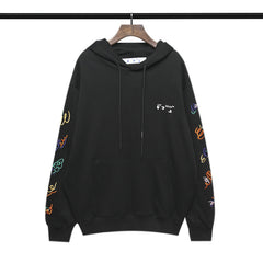Off White hoodie creative color curved embroidered arrow hooded
