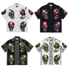 GUILTYPARTIES TIGER Shirts 22SS 56 TATTOO STUDIO Tattooed Skull Hawaiian Short Sleeve Shirt Men