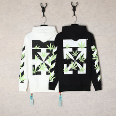 Off White hoodie embroidered plant leaf arrow hooded