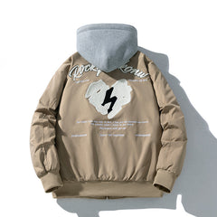 Mens Vintage Jackets Embroidered baseball jersey hooded jacket