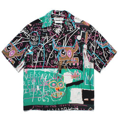 GUILTYPARTIES TIGER Shirts 23SS BASQUIAT Basquiat, Hawaiian Short Sleeve Shirt Men