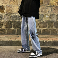 Men Jeans Spring and Autumn Wide Leg Trousers Hip Hop Retro Pants
