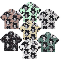 GUILTYPARTIES TIGER Shirts 23ss BASQUIAT Basquiat avatar Hawaiian short-sleeved shirt