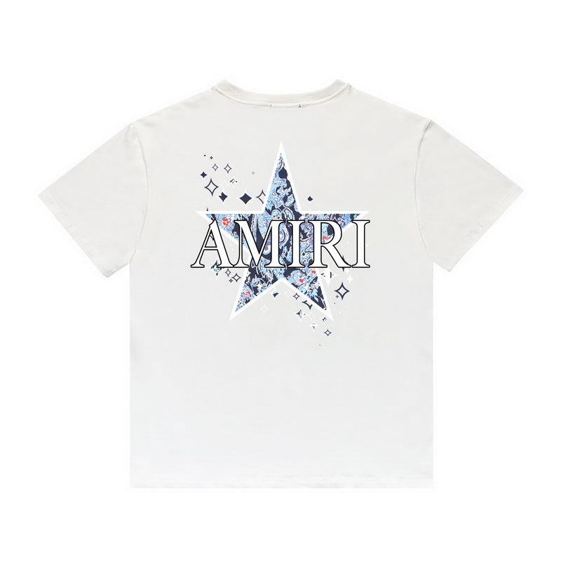 Amiri T Shirt Casual Hip Hop High Street round Neck Short Sleeve T-shirt