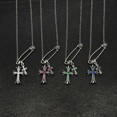 Chrome Hearts Necklace Vintage Double Cross Pin Male and Female Collarbone Chain