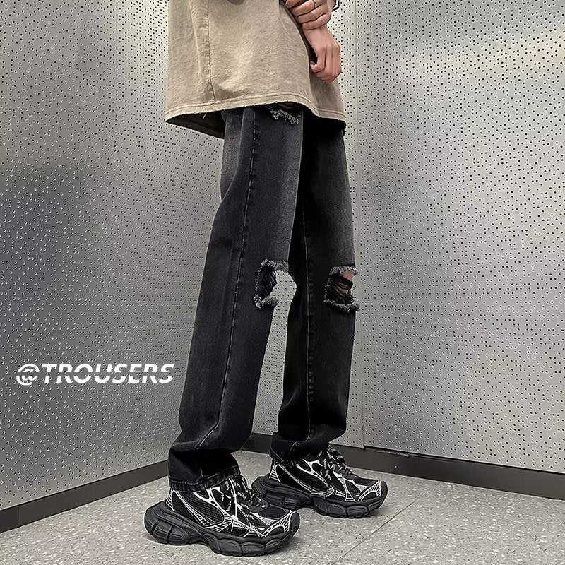 Men Jeans Ripped Jeans Men Vintage Oversize Straight Loose Pants