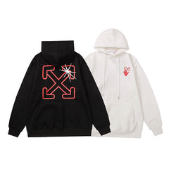 Off White hoodie with a shining star arrow pattern fleece hoodie