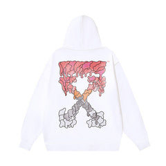 OW Melted Arrow Pattern Pullover Hooded Sweater