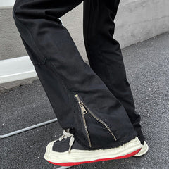 Men Jeans Vintage Jeans Black Elastic Loose Straight Casual Trousers