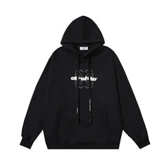 OW hollow arrow pattern print hooded sweater