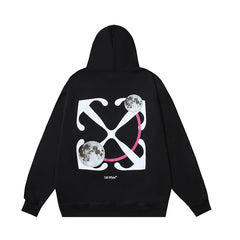 OW Saturn pattern arrow pullover hooded sweater