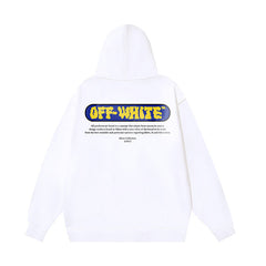 OW letter print pattern pullover hooded sweater