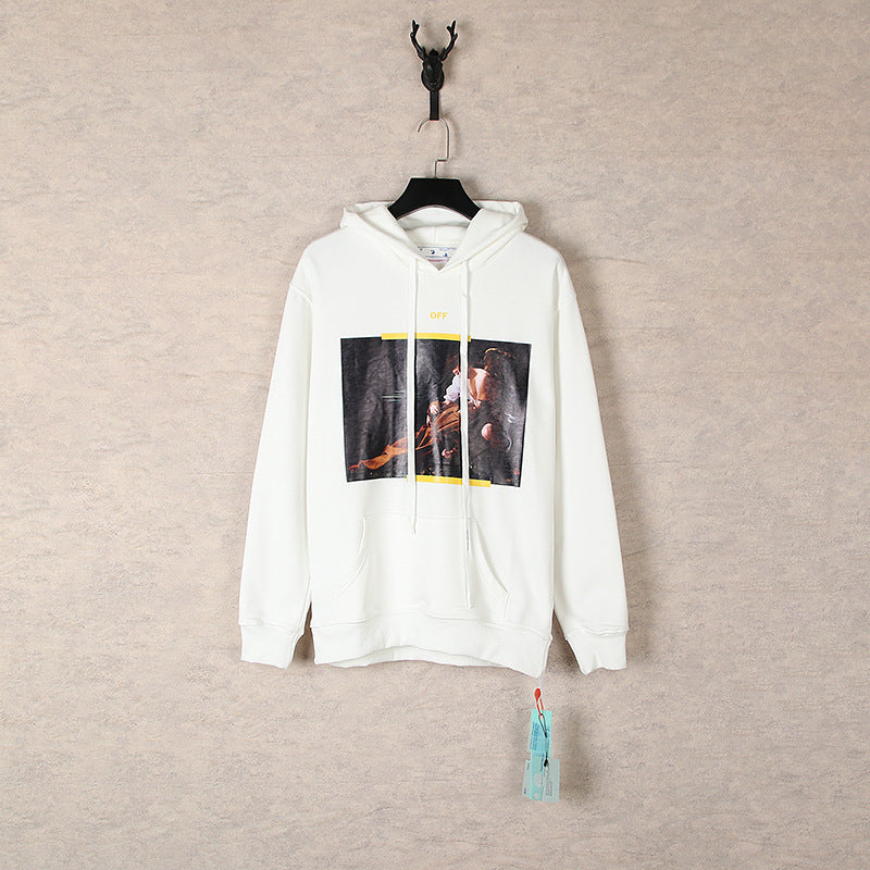 Off White hoodie oil painting series pattern arrow hooded