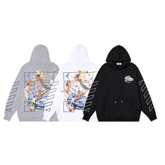OW Angel Roadster Arrow Print Pullover Hooded Sweater