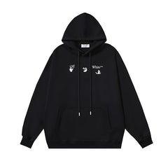 OW Melted Arrow Pattern Pullover Hooded Sweater