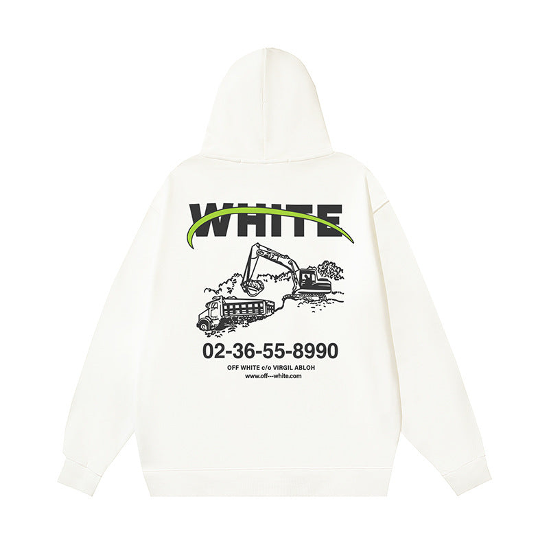 Off White hoodie Excavator Pattern Sleeve Hooded