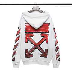 Off White hoodie red gradual change arrow pattern hooded