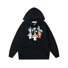 OW cartoon vase arrow pattern hooded sweater