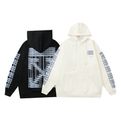 Off White hoodie geometric building arrow pattern fleece hooded