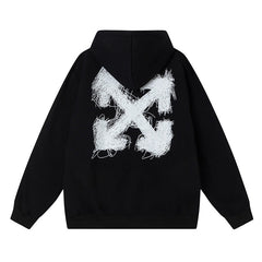 Off White hoodie graffiti yarn arrow pattern pullover hooded