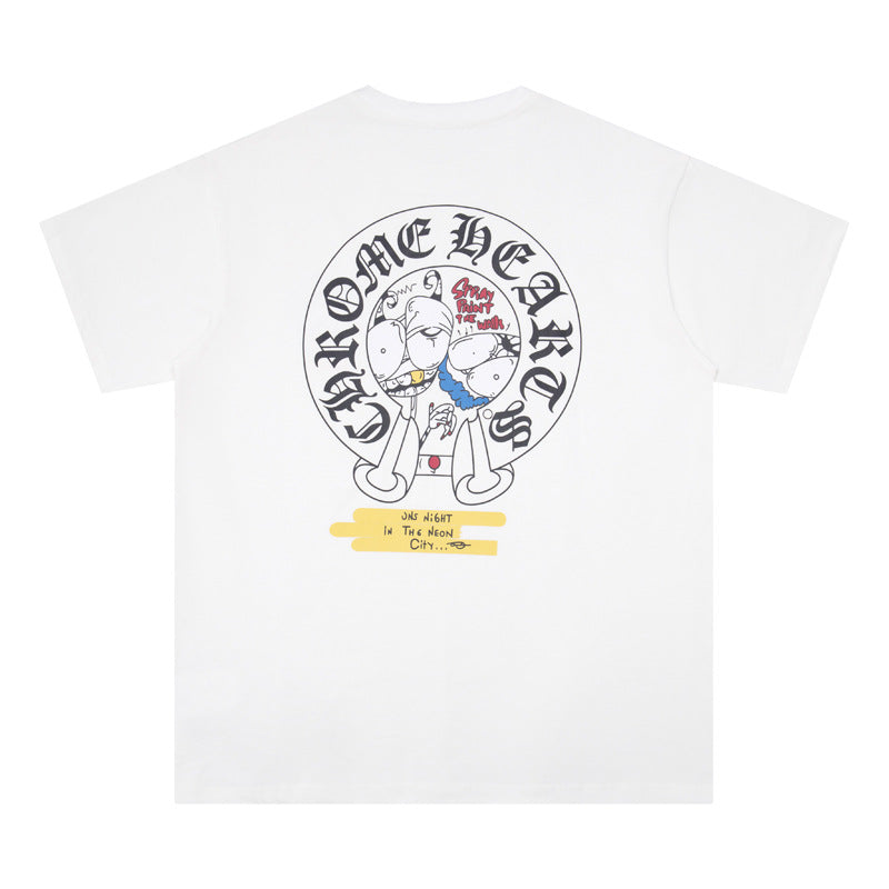 CHH Heart T Shirts Crowe Cartoon Comic Print Short Sleeve