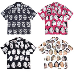 GUILTYPARTIES TIGER Shirts WEIRDO DAVE Portfolio Skull Hawaiian Short Sleeve Shirt Men