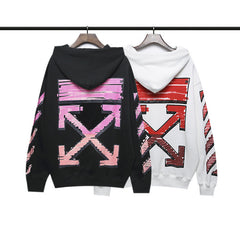 Off White hoodie red gradual change arrow pattern hooded