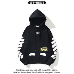 Off White hoodie 喷墨字母箭头图案加绒连帽