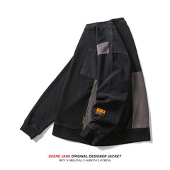 Men Pullover Hoodie Spring Patchwork Sweater Men's Loose Casual