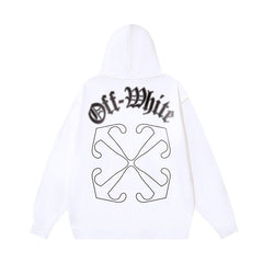 OW Sanskrit alphabet arrow print hooded sweater