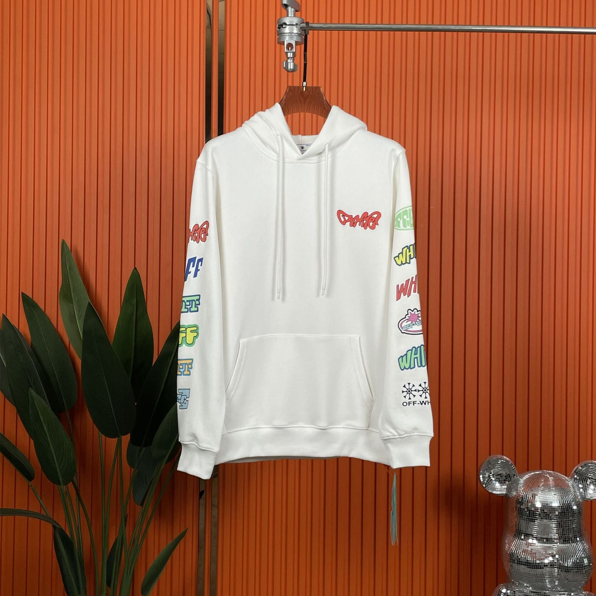 Off White hoodie Colorful graffiti Arrow Pattern Pullover Hood