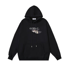 OW oil painting series arrow pattern pullover hooded sweater