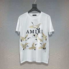 Amiri T Shirt Letter Print Casual Hip Hop Short Sleeve T-shirt for Men and Women