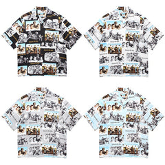 GUILTYPARTIES TIGER Shirts Joint Accompany Me Rayon Lapel Hawaiian Short Sleeve Shirt