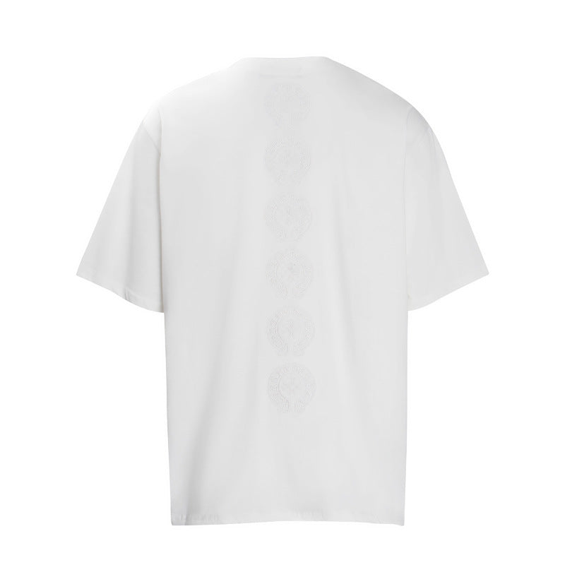 CHH Heart T Shirts Crowe Cross Print Short Sleeve T-Shirt Loose