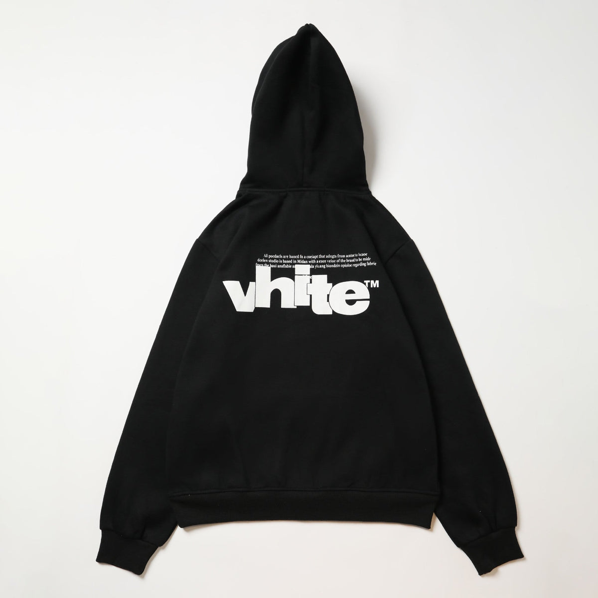 OW large letter print pattern fleece hooded sweater