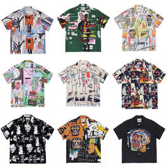 GUILTYPARTIES TIGER Shirts Basquiat graffiti Hawaiian short-sleeved flower shirt for men and women