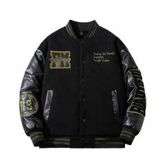 Men Vintage Jackets Motorcycle Jacket Padded Baseball Suit Embroidered Flight Suit Jacket