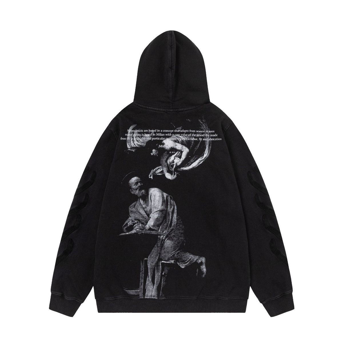 Off White hoodie Black and white portrait oil painting pattern hooded